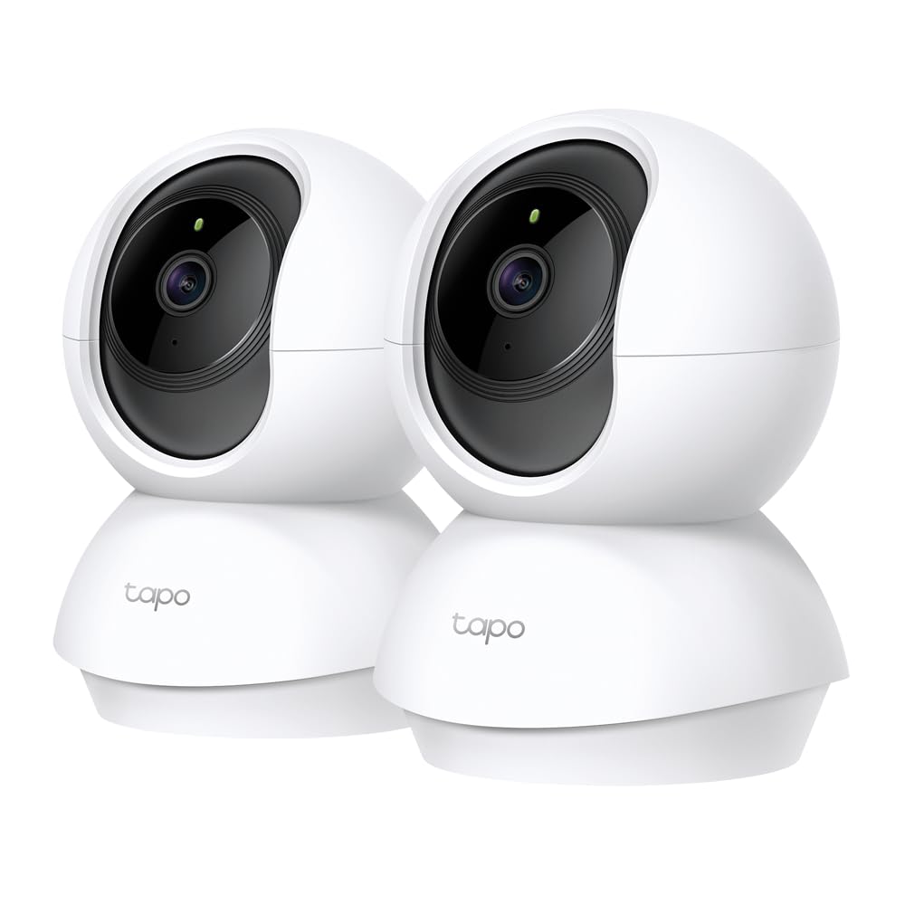 Tapo TP-Link Smart Home Security Wi-Fi Camera, Baby Monitor, 1080P, Free AI Motion/Person/Baby Cry Detection, Tracking, Night Vision, SD Card Slot, Voice Control, No Hub Required, 2-Pack (Tapo C200P2)