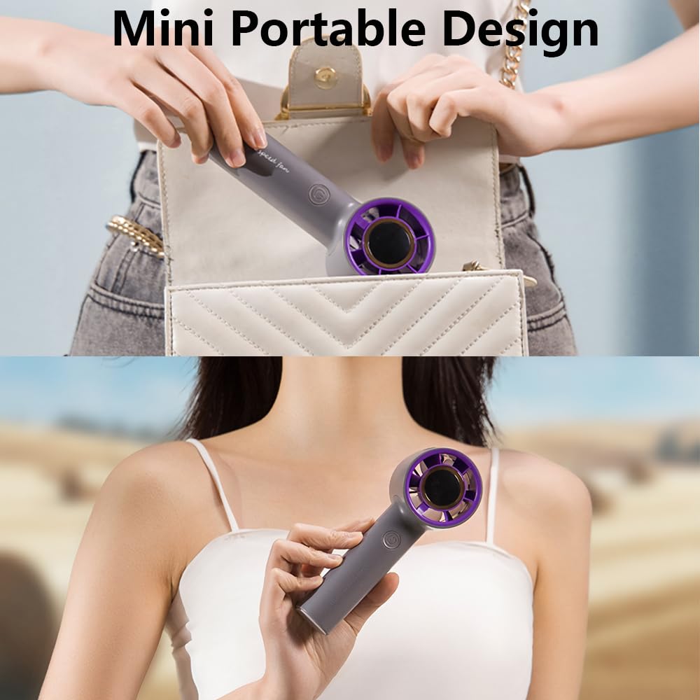 Portable Handheld Fan, Speed (10-100) Adjustable Turbo Mini Fan, [15H Max Cooling Time] 4000mAh Battery Rechargeable Personal Fan with LED Display for Women Men Outdoor Beach Travel Camping