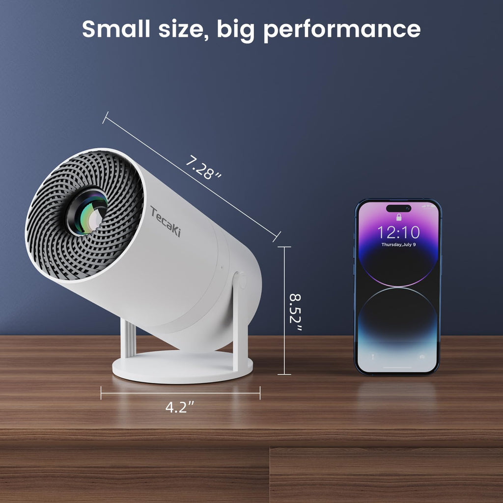 Mini Projector Full HD 1080P, Portable Projector with WiFi and Two-Way Bluetooth, 180° Rotatable, Auto Vertical Keystone, Dust Removal Design, Compatible with Smartphone, TV Stick, HDMI
