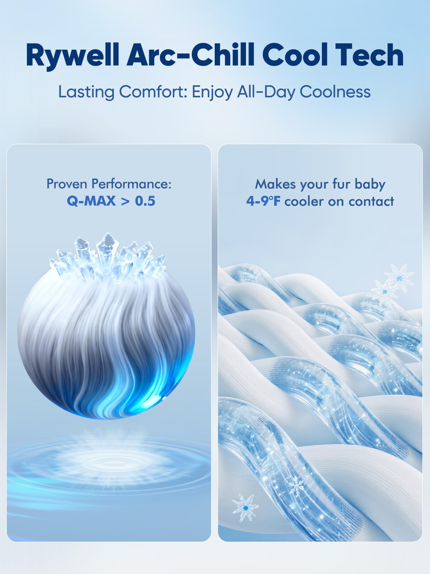 Rywell Dog Cooling Mat Elegant Grey,110 * 80cm Thicken Cooling Mat for Dogs,Dog Cooling Mat Large with Endothermic Color Changing Arc-Chill Cooling Fiber(Q-Max>0.5), Washable, Non-Toxic&Non-Slip